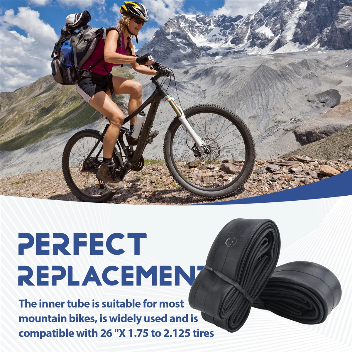 SMIEA 2PCS Tubi bici per 26 pollici x 1.75/1.95/2.10/2.125 Pneumatico bici, Camera d'aria bici MTB con valvola Schrader Accessori per biciclette