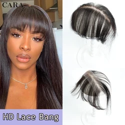 HD Lace Human Hair Bangs Blunt Cut Hair Fringe Bang 6x1inch No Clips invisible Natural Hairline With Baby Hair For Women Black