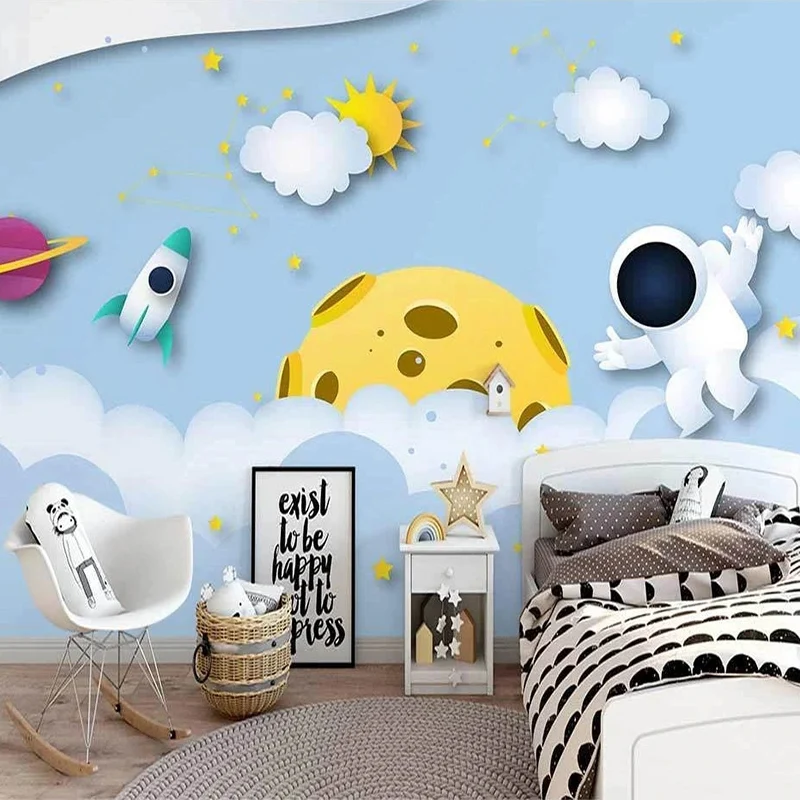 Custom Mural Wallpaper Nordic Style Hand-painted 3D Planet Cartoon Children\'s Room Background Home Decor Wall Covering Backdrop