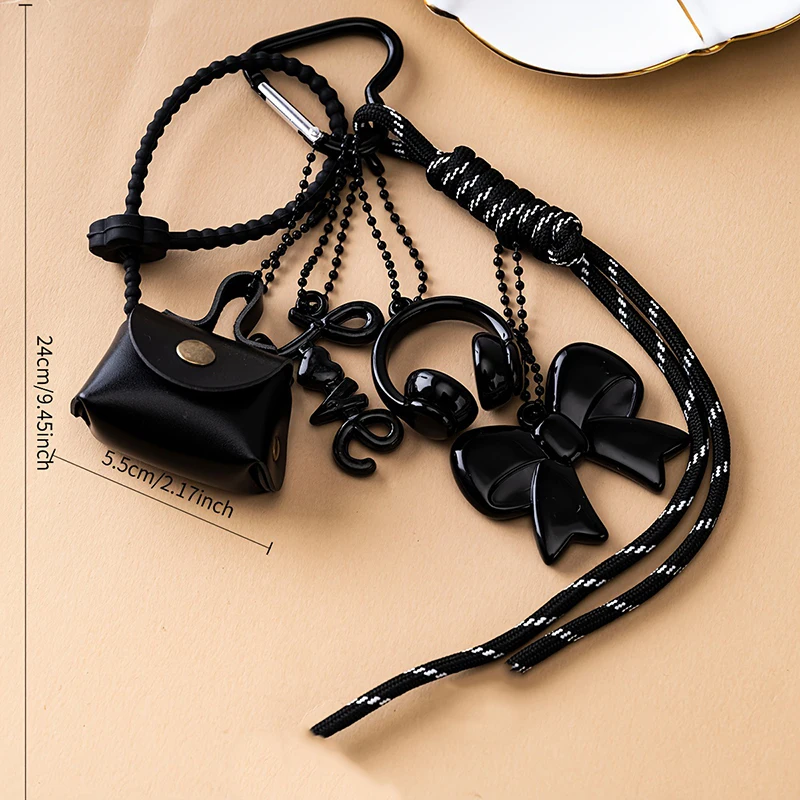Maillard Braid Rope Pendant Exquisite Cute Leather Pendant Charm With Mini Bow Bag Women Luxury Bag Key Chain Mobile Phone Decor