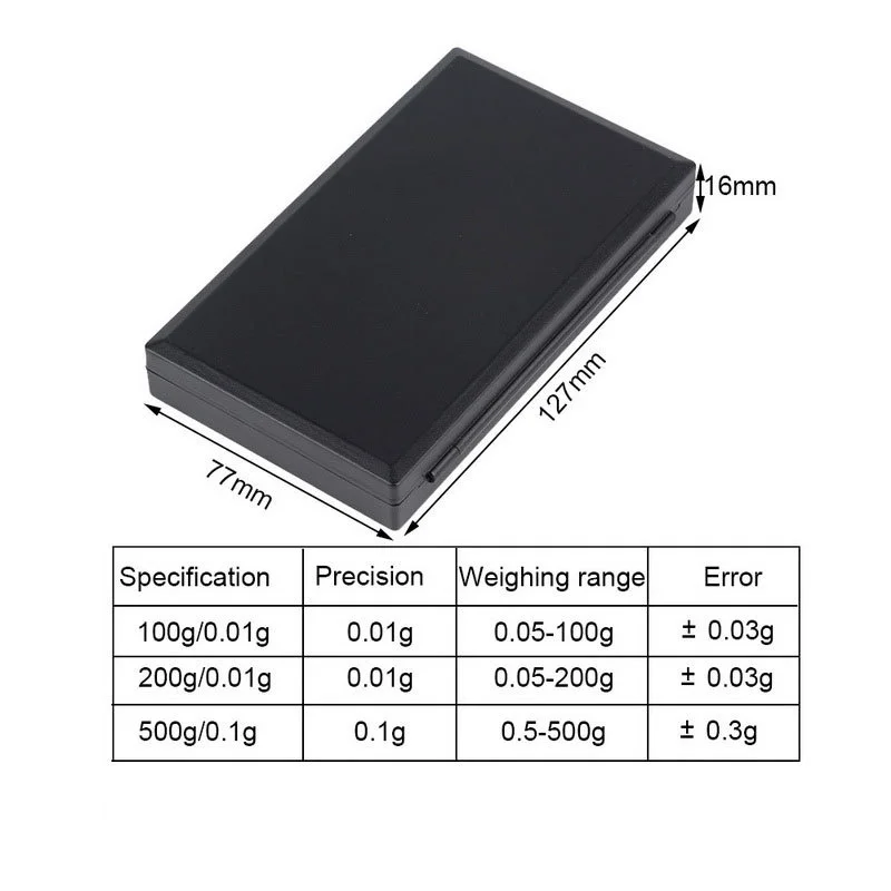 200g 500g 1000g Jewelry Scale Mini Digital Scales High Precision Pocket Scale Electronic Balance Weight Gram LCD Weighting Scale