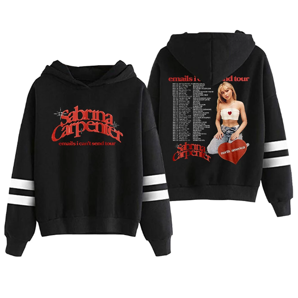 Sabrina Carpenter bluza z kapturem 2023, e-mail nie może wyślij wycieczkę bez kieszeni równoległe paski bluzy z rękawami mężczyźni kobiety modne ciuchy