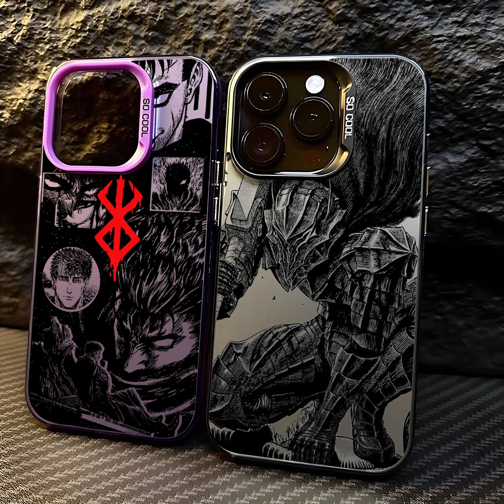 Berserk Guts Hot Anime Telefoon Hoesje Voor Iphone 16 15 14 13 12 11 Pro Max X Xr Xsmax 8 7 Plus Candy Matte Schokbestendige Achterkant