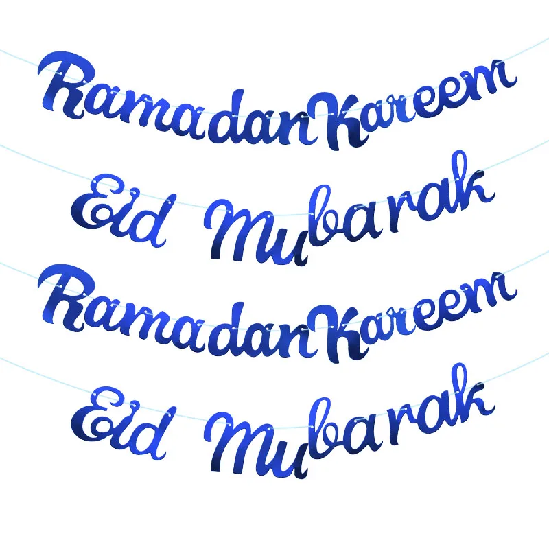 Eid Mubarak Ramadan Kareem Banner 1pc Blau Ramadan Dekoration Girlande Islamischen Festival Party Home Tisch Wand Dekor Liefert