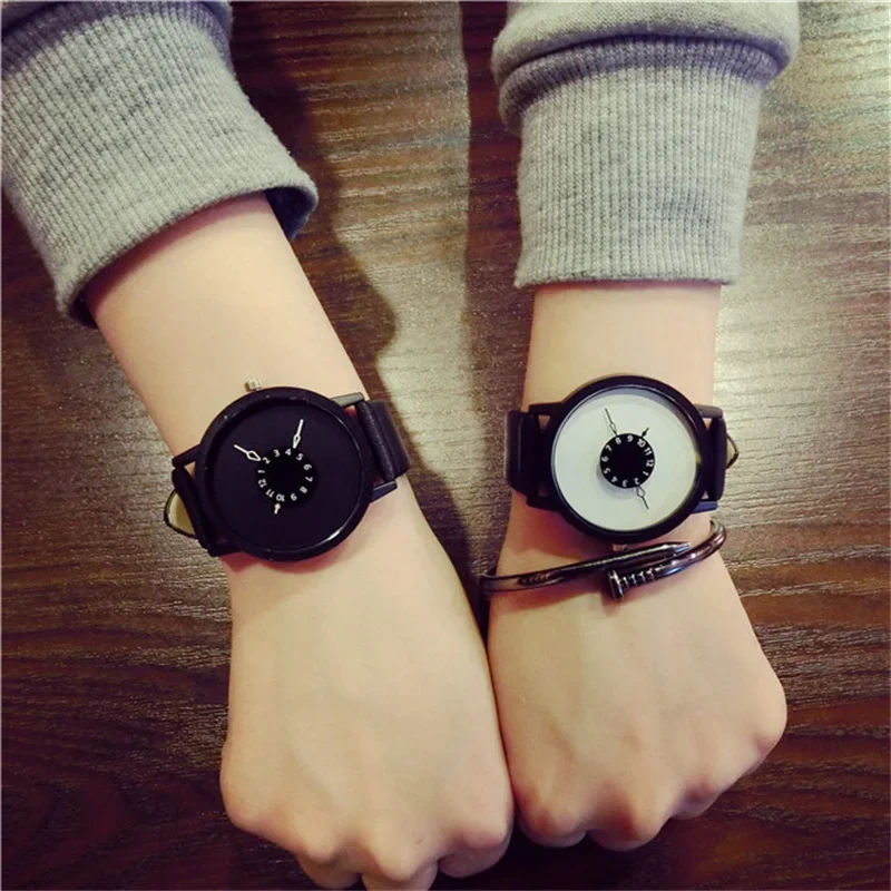 Simple Fashion Men Casual Pu Leather Strap Round Dial Quartz Wristwatch for Male WomenCasual Clock Watches relogio masculino