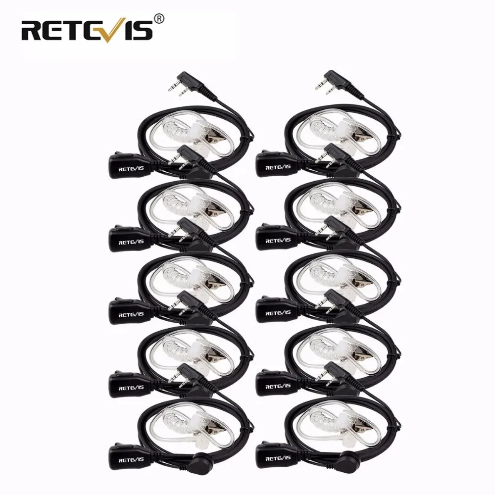 10/20szt Retevis Walkie Talkie 2-pinowa słuchawka douszna z rurką akustyczną Transceiver do Baofeng UV 5R do Quansheng UV K5 RT22 Radio