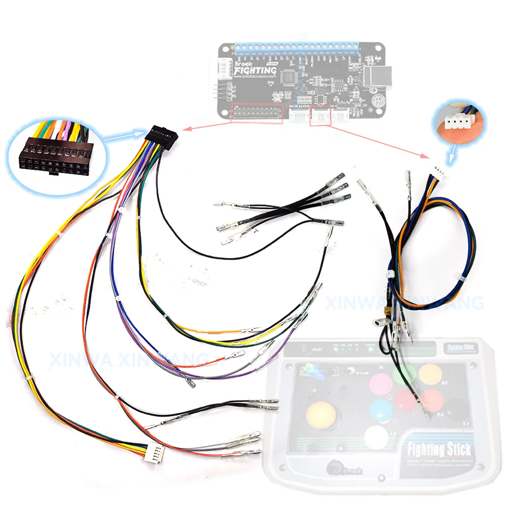 Fighting Board Cable 20-Pin Quick Connect For Brook Hitbox PS4 SANWA Joystick Easy Plug Harness 4-Pin Touchpad Button Harness