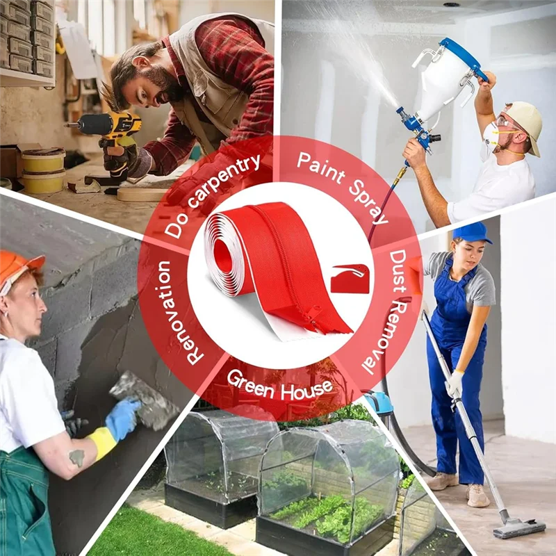 

12 Rolls Strong Self-Adhesive Zipper Doors For Dust Barriers - Size 7Ft X 3Inch, For Tarps And Construction Sites