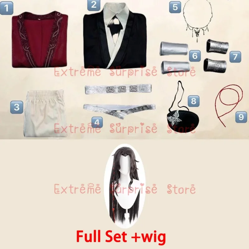 CyIn Stock disfraz de Cosplay Hua Cheng bendición oficial del cielo Tian Guan Ci Fu Hanfu San Lang Huacheng trajes con máscara para ojos Pro