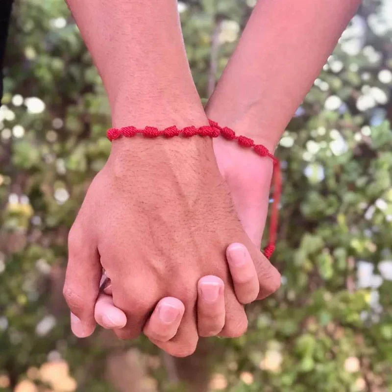 Black Red String 7 Knots Bracelets for Protection Good Luck Amulet for Success Handmade Rope Couple's Bracelet Lucky Bangles