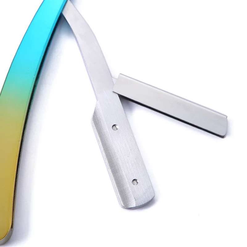1 stücke Bunte Professional Hand Rasierer Gerade Rand Edelstahl Sharp Barber Razor Folding Rasieren Bart Cutter