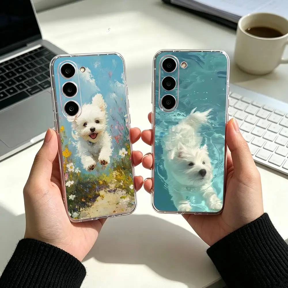 Cute  P-Puppy Phone Case   Phone Case For Samsung A25 A15 A05 A54 A34 A24 A14 Transparent Silicone Phone Cover