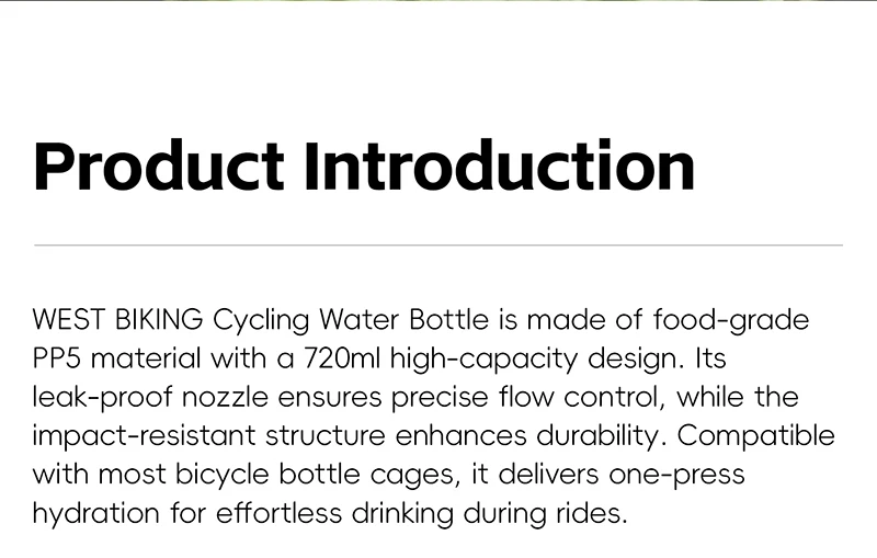 WEST BIKING 550/720ml Quetschbare Fahrrad-Trinkflasche Auslaufsicher BPA-frei Sportflasche für MTB Rennrad Outdoor Pendeln Radfahren – Detail 2