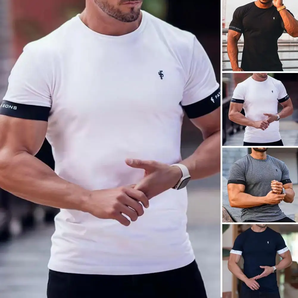 Mùa Hè Đầu Dạo Phố Nam Áo Thun Thể Thao Cổ Tròn Fabulous Colorfast Men Top