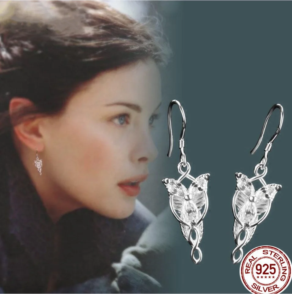 

LOTR Arwen Evenstar 925 Sterling Silver Earrings Cosplay Ear Rings Jewelry Accessory For Women Girls Birthday Christmas Gifts