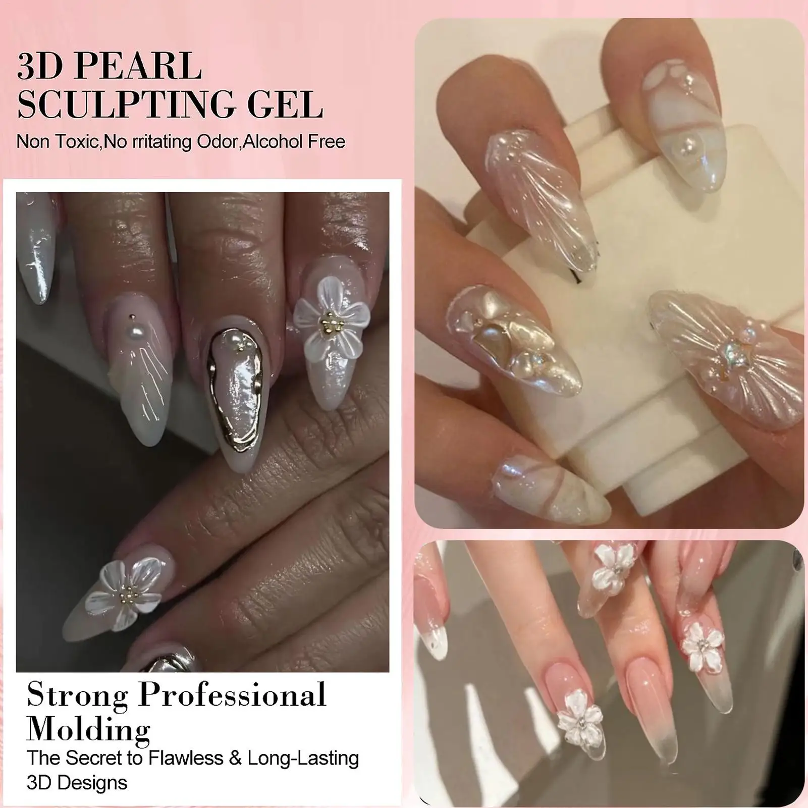 Gel de moulage des ongles, Gel de sculpture 3D perle 5g, Gel de construction solide, sculpture d'extension, soins de beauté, Art de manucure doux pour Salon quotidien