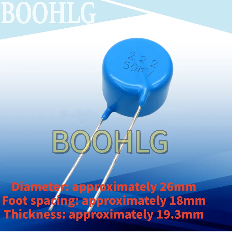 1pcs New and Original 50KV 2.2NF 40KV Porcelain Dielectric 50KV 222 2200pF High-Voltage Porcelain Capacitor Blue