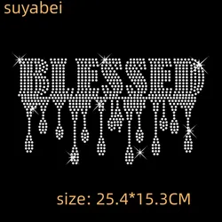 Bless raindrop sticker hot fix rhinestone motif designs iron on rhinestone transfer designs for sweater garment decor