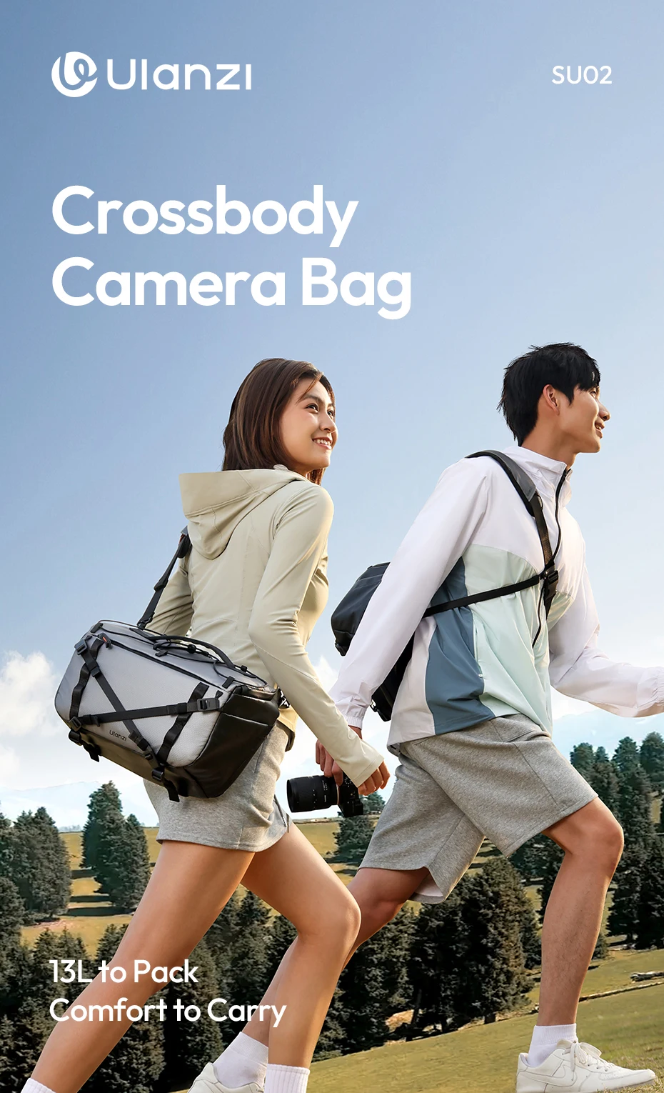 Ulanzi SU02 13L Umhängetasche für Kameras, Objektive, Laptops, Reisen, Schultertasche, Handgepäckhülle mit abnehmbarem Trennwand – Detail 1