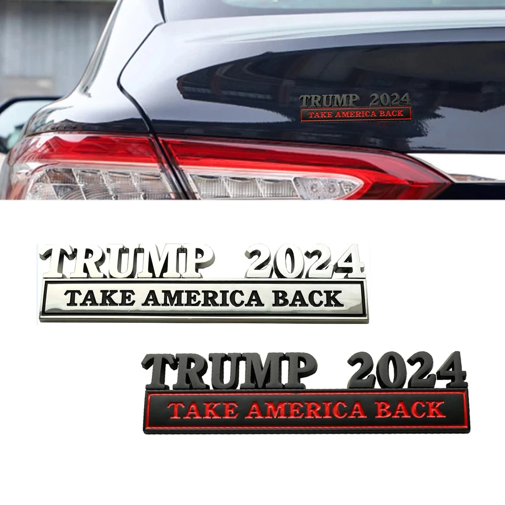 

1Pc Car Styling Trump 2024 Take America Back Universal 3D Metal Zinc Alloy Adhesive Fender Emblem Rear Trunk Badge Sticker Decal