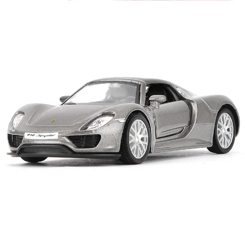 1/36 Porsche 918 เปิดประตูของเล่นรถ Die Cast Alloy MINI ดึงกลับรถเหมาะสําหรับเด็กวันเกิดวันหยุดของขวัญ