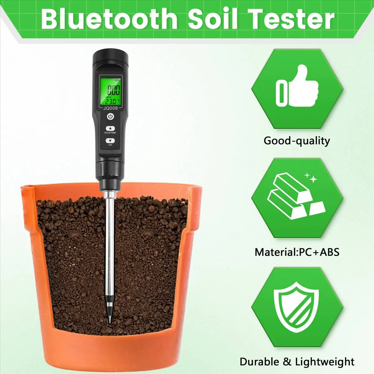Top LCD Digital Soil Tester 0.00-10.00mS/cm Soil EC Meter Handheld EC/TEMP 2-in-1 Soil Detector ATC Temp Detection
