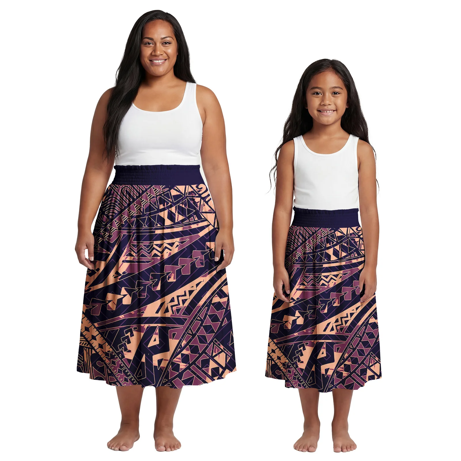 Upscale Clothes Custom Excellent Aloha Family Set Samoan Mother Daughter Pleated Dresses Polynesian Plus Size Lady Girls Skirts
