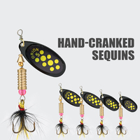 1pcs Rotating Spinner Fishing Lure 3g/4g/7g/9g/12g Spoon Sequins Metal Hard Bait Wobblers Bass Pesca With Feather Hooks