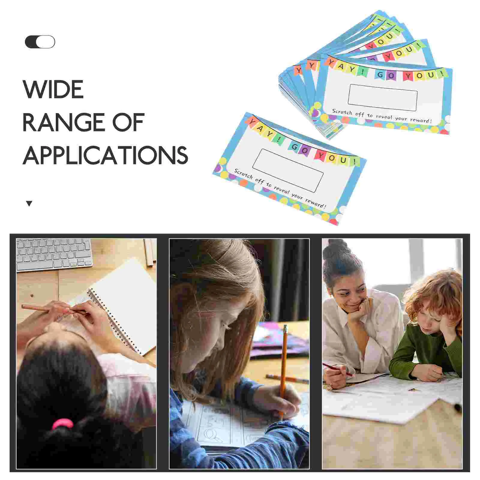 100 Pcs Scratch Card Stickers for Kids Reward Punch Tickets Paper Motivating Prize Teacher Student