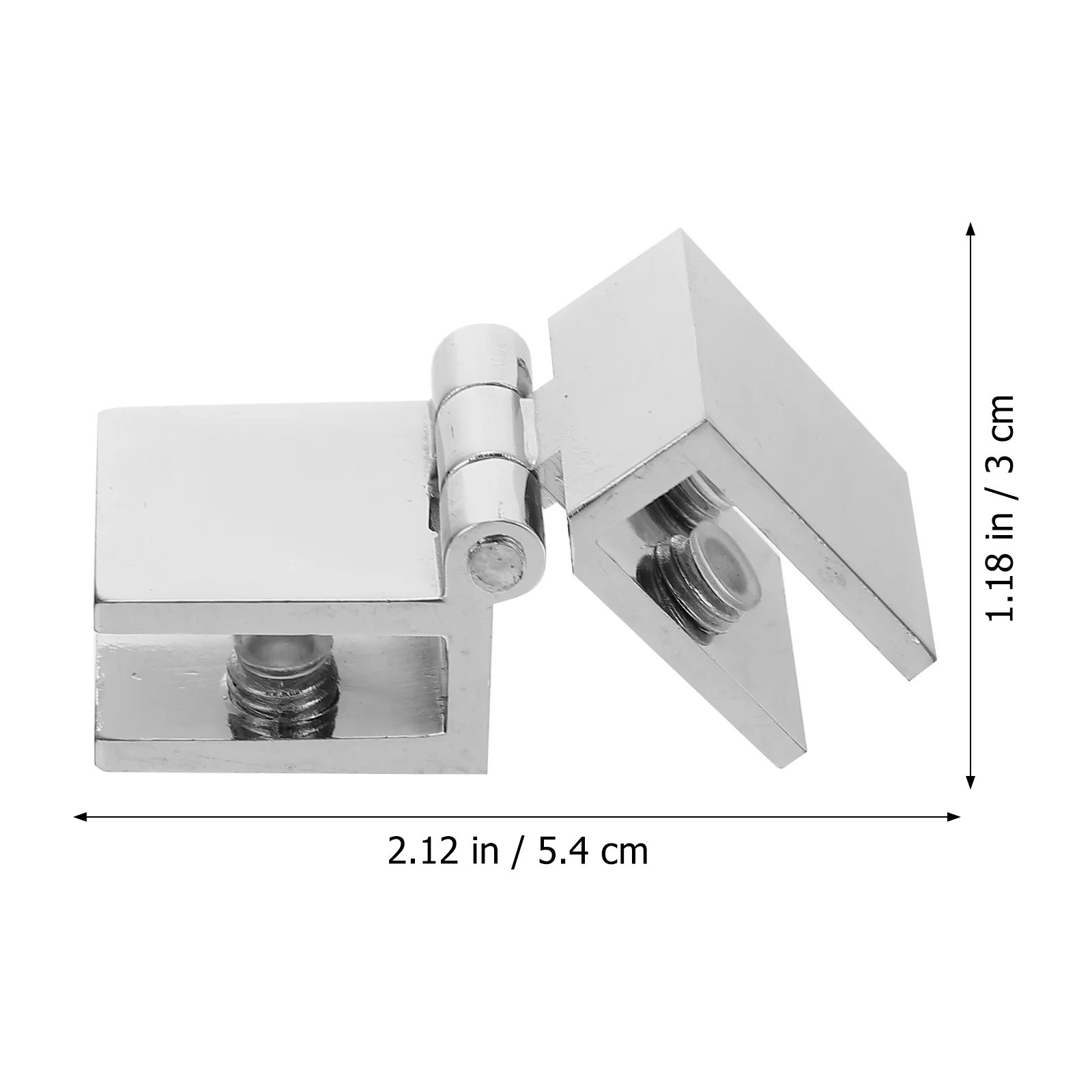 2 Pcs Glass Door Hinge Non-perforated Display Cabinet Drilling Clamp Zinc Alloy Gate