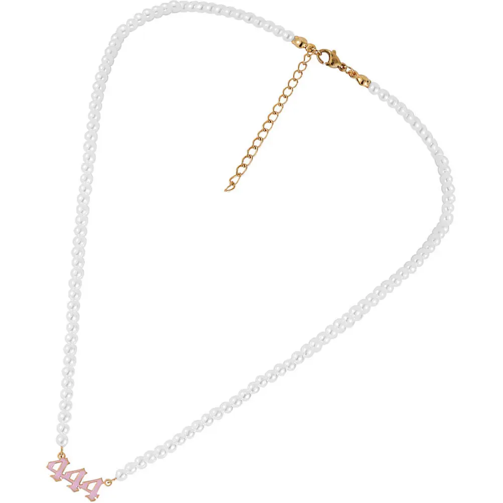 Angel Number 444 Pearl Necklace Delicate Clavicle Chain Fashion Pendant Charming Appearance for Women and Girls Party Wedding view 5