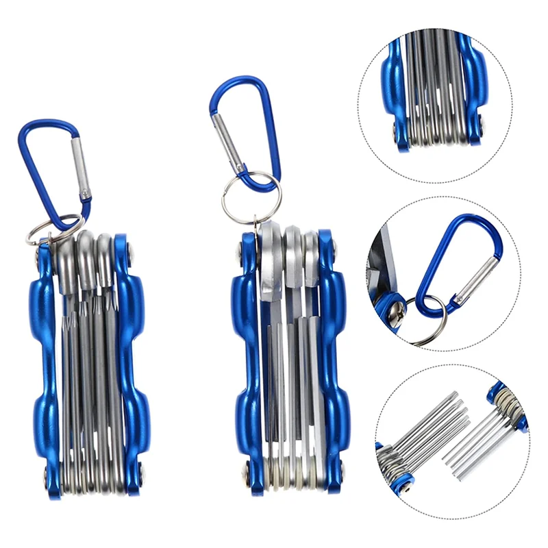 8 في 1 مفتاح ربط سداسي قابل للطي مادة CR-V مفتاح ربط متعدد الوظائف قابل للطي لركوب الدراجات/مجموعة أدوات يدوية محمولة للعمل