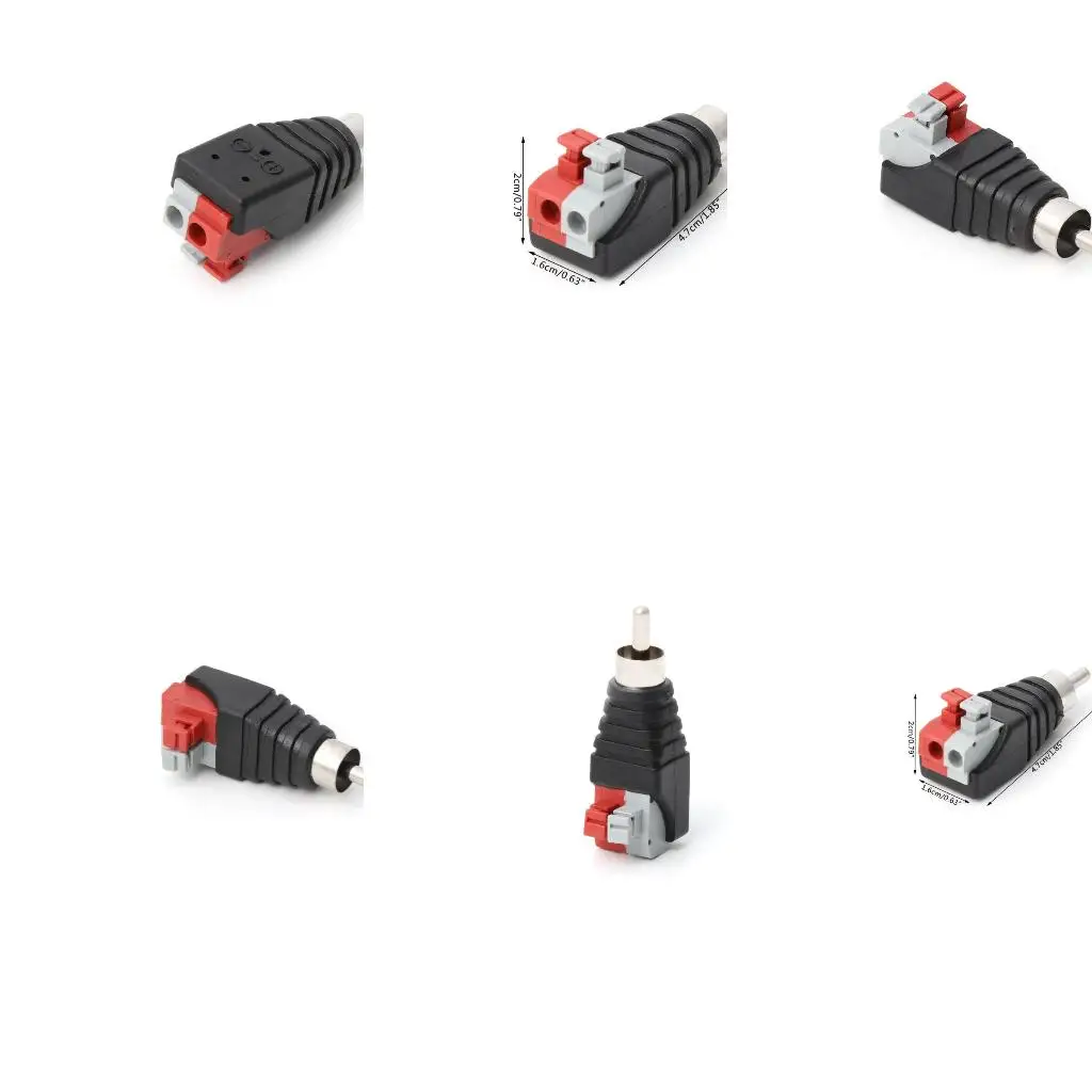 Speaker Wire A/V Cable to o Male RCA Connector Adapter Press Terminal