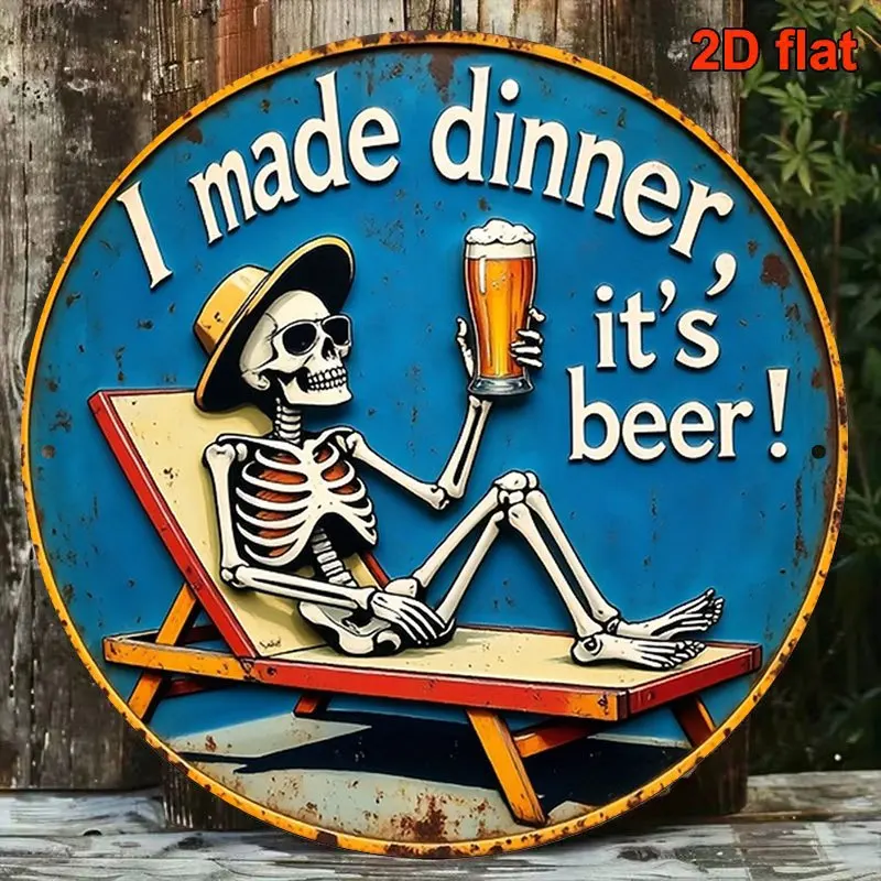 2D Flat - 1pc 8*8In/20X20Cm 2D Flat Round Sign, Retro Decorative Plaque about 