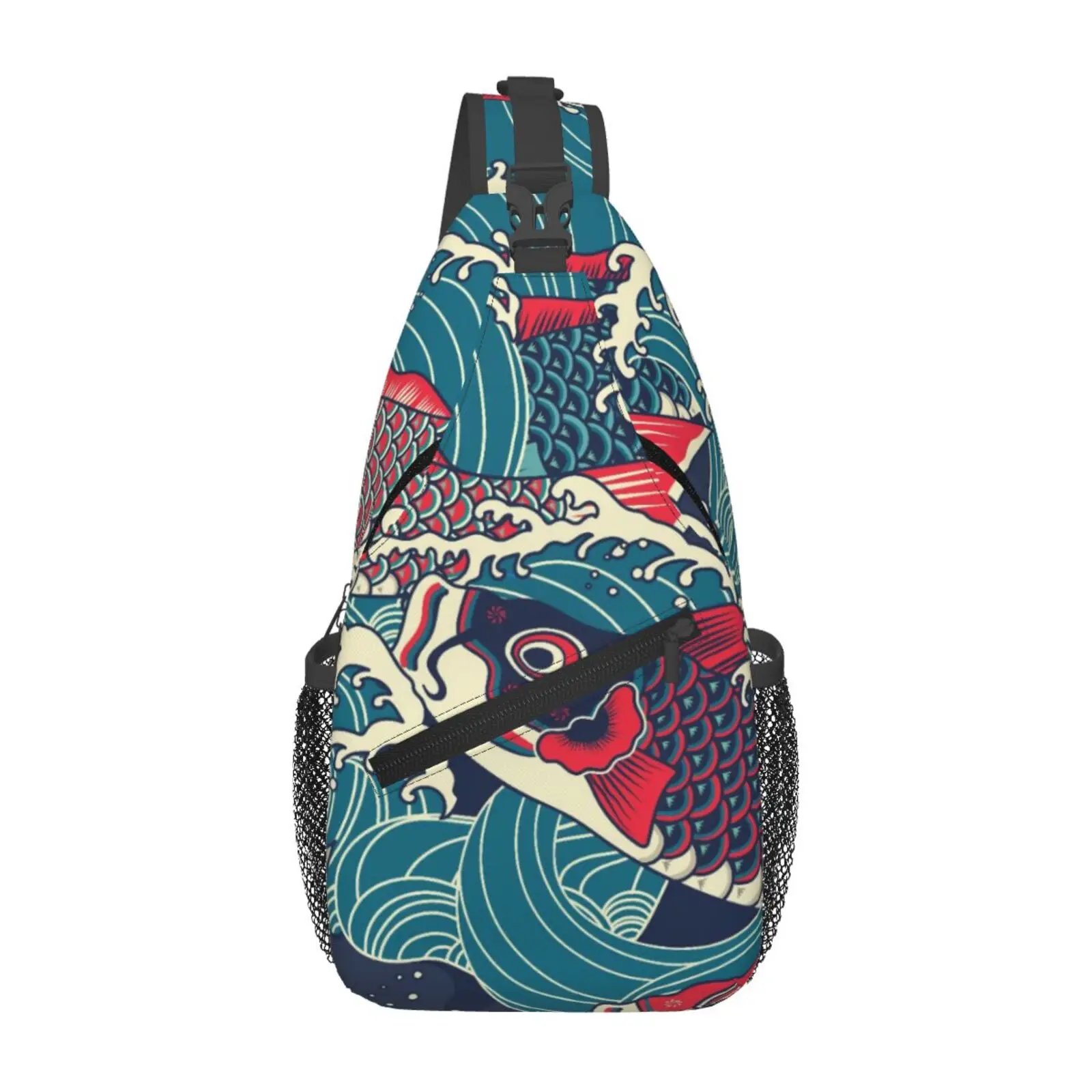 

Japanese Koi Pattern Print Chest Bags Crossbody Sling Bag Travel Hiking Sports Backpack Casual Lightweight Daypack for Men Women