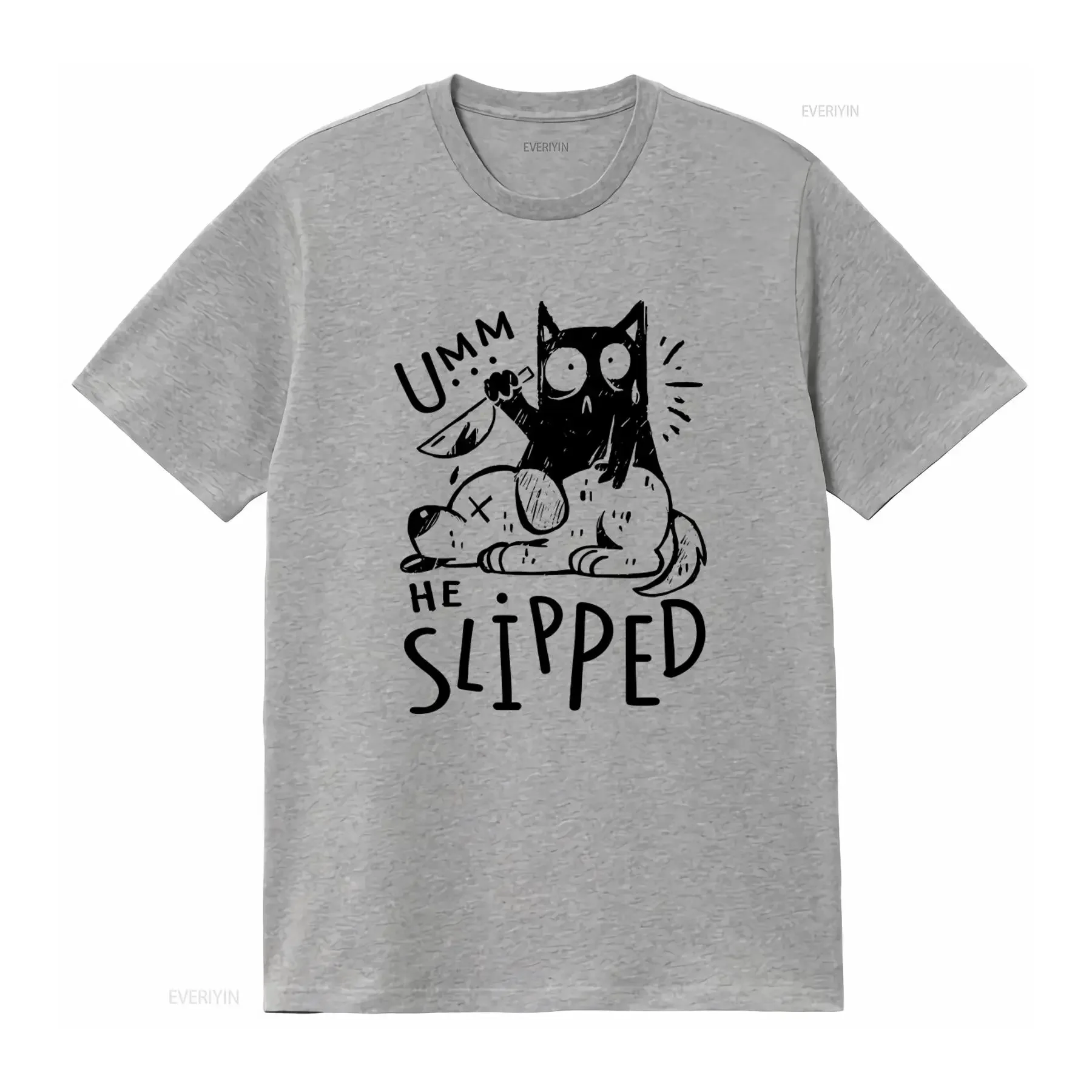 Funny Cat Killing Dog He Slipped Evil Killer T Shirt Halloween Idea vintage Washed Versatile graphic Comfortable Unisex - view 3