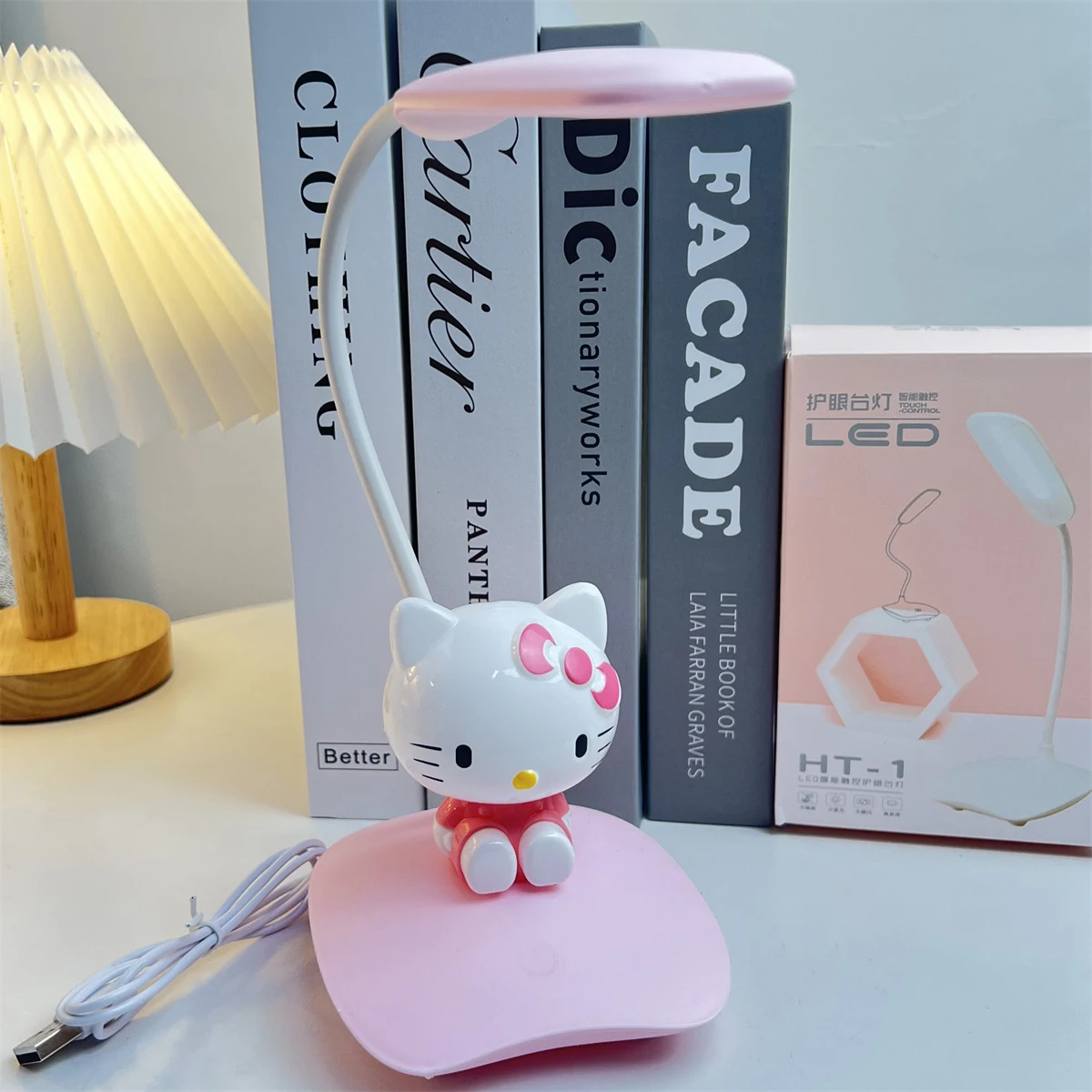 Sanrio Hellokitty Usb Night Light My Melody Kawaii Cartoon Bedroom Table Lamp Learning Eye Protection Lamp Ornament Cute Gift