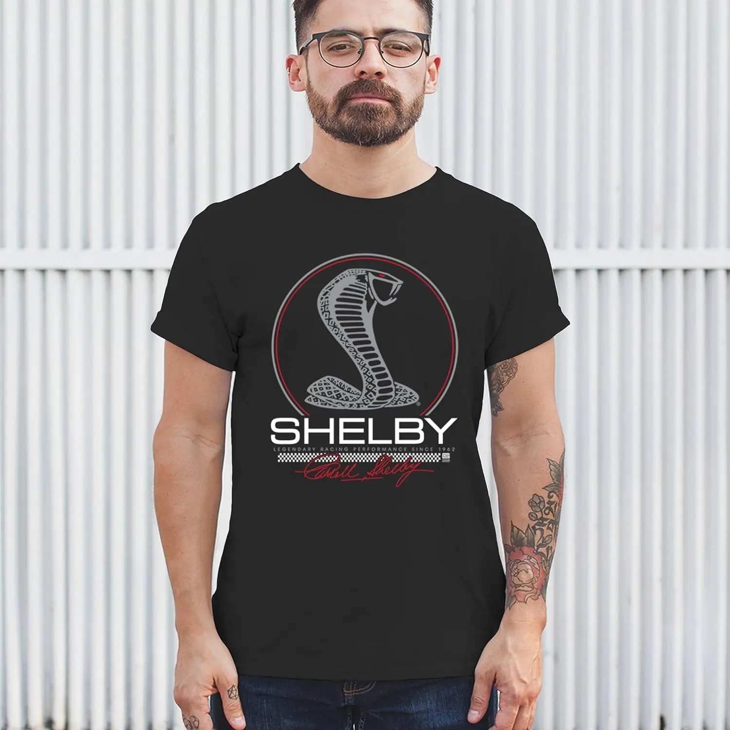 Shelby Cobra Legendary Racing Performance T-shirt American Classic Muscle Car GT500 GT Powered by Ford Men\'s Tee