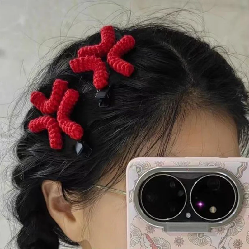 Duckbill Clip Angry Emotion Hair Clip Funny Crochet Barrettes Hair Accessories Korean Style Girl Cartoon Side Fashionable Clip