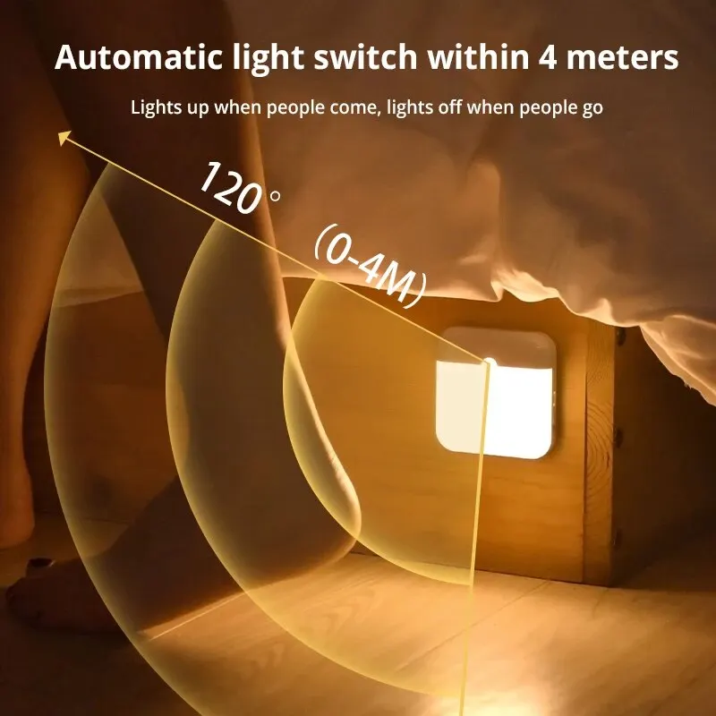 Square Large Smooth Surface Human Body Sensing Light Bedroom Aisle Charging Wardrobe Led Infrared Night Light