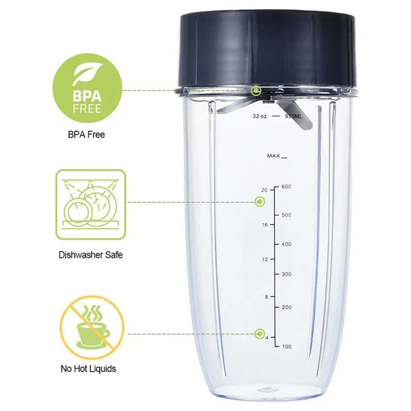 

AB08-For 32OZ Cups And Flip Top To Go Lids And Parts Extractor Blade Parts Accessories Plastic For Nutribullet 600W/900W Blender