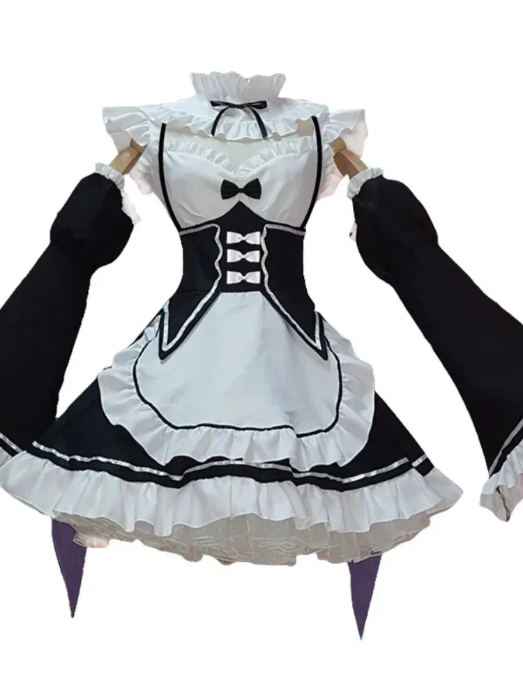 

Жизнь в другом мире от нуля Rem/Ram Косплей Костюм Хэллоуин Карнавал Забавная униформа горничной сестры Лоли JW950s;2,k'5,t;8.