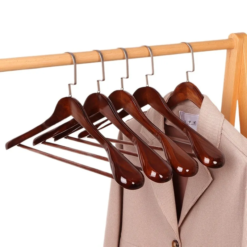 

2PCS Wide Shoulder Wooden Hanger Solid Wood Coat Hanger Thickened Heavy Duty Clothes Rack for Winter Jacket Down Coat Wardrobe