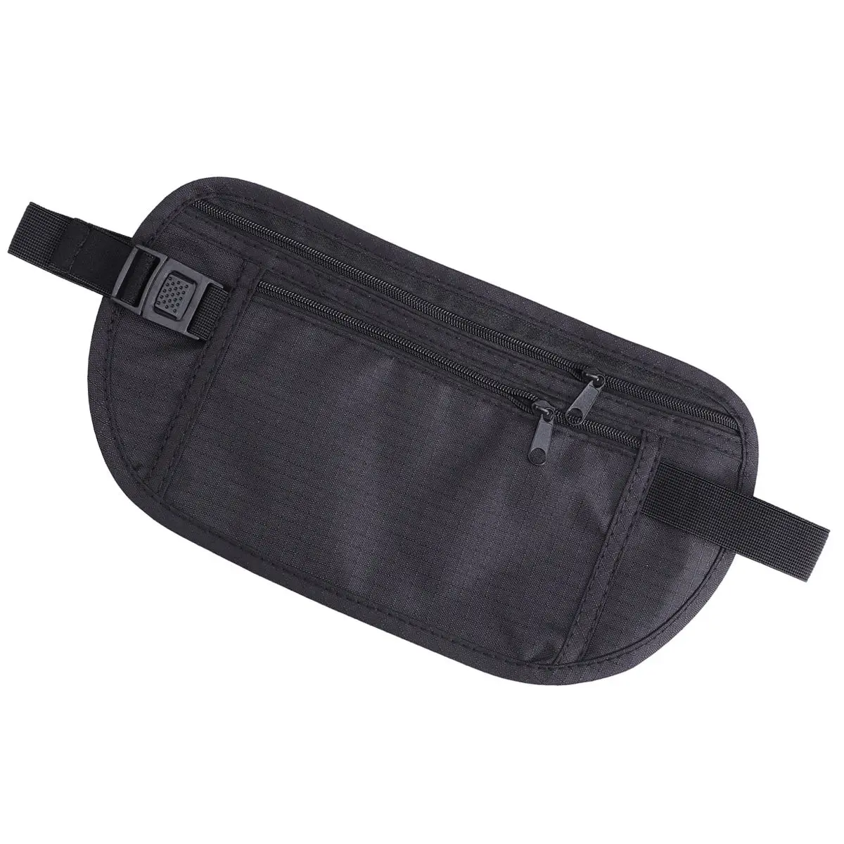 

Money Belt Waist Wallet Ultra Slim Adjustable Travel Pouch Running Belt Cell Phone Pocket Holder Waist Bag Black for Traveling
