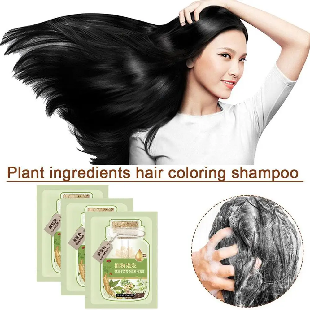 

Plant Bubble Hair Dye Shampoo Covering Gray White Fast Hair Nourish Lasting Styling Hair Supplies Smooth Beauty Color Silky P0K0