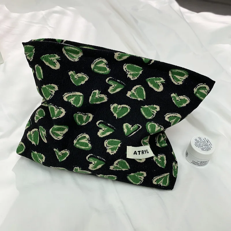 حقيبة مستحضرات تجميل زهرية قطعة واحدة - منظم مكياج للسفر بسعة كبيرة مع تصميم أوراق شجر غريبة - هدية عيد ميلاد قابلة للطي