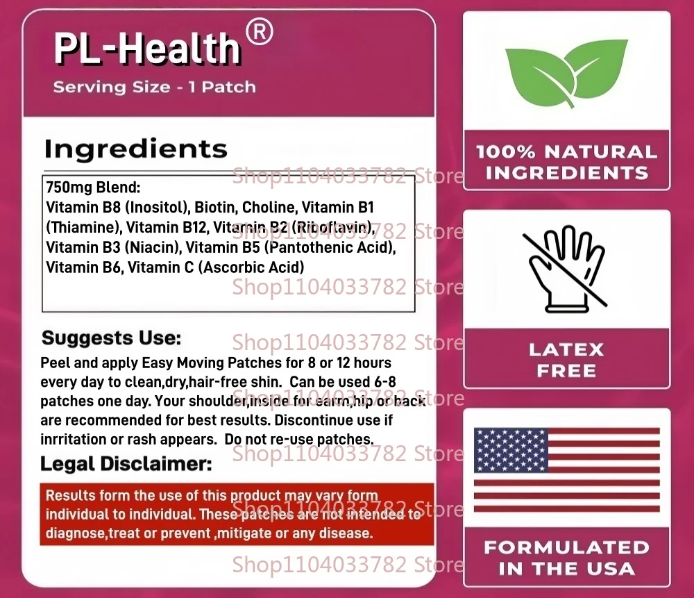 30 Patches Patches Transdermicos Complexos de Vitamina B com Vitamina C para Energia, Metabolismo, Impulso imunológico