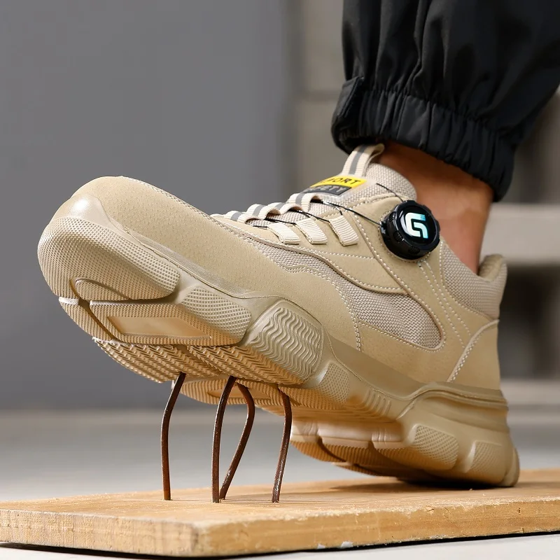 Summer men Safety Shoes breathable Work Sneakers Steel Toe shoes Rotating button Indestructible shoes Light Protection Shoes
