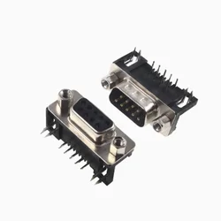 5pcs DR9 Hole/Pin Female/Male Right Angle Welded D-Sub 9 Pin Connector RS232 Connector 90 Degree Bent Needle DB9 DR9