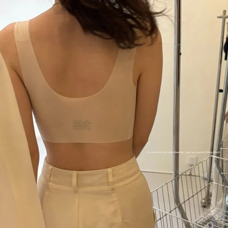 KUCLUT Ice Skin Foundation Liquid Ultra Thin Soft Support Vest Seamless Fixed Cup Anti Exposure Tube Top Bra for Women view 3